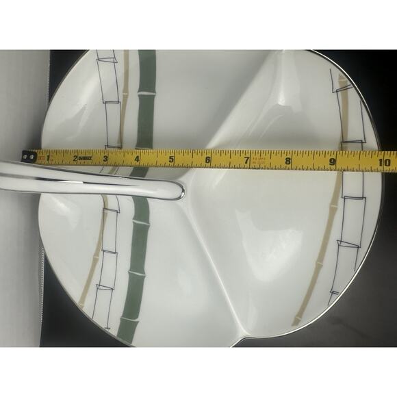 Vintage Noritake China Green divided serving dish, 3 Section Tray MCM - Picture 5 of 9